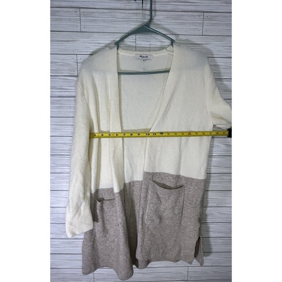 Madewell  Colorblock Cardigan Sweater Wool Alpaca Size XS White Ran Kent Relaxed - Picture 5 of 7